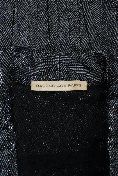2005 Balenciaga Lesage Beaded Black Sculpted Tuxedo Blazer Jacket