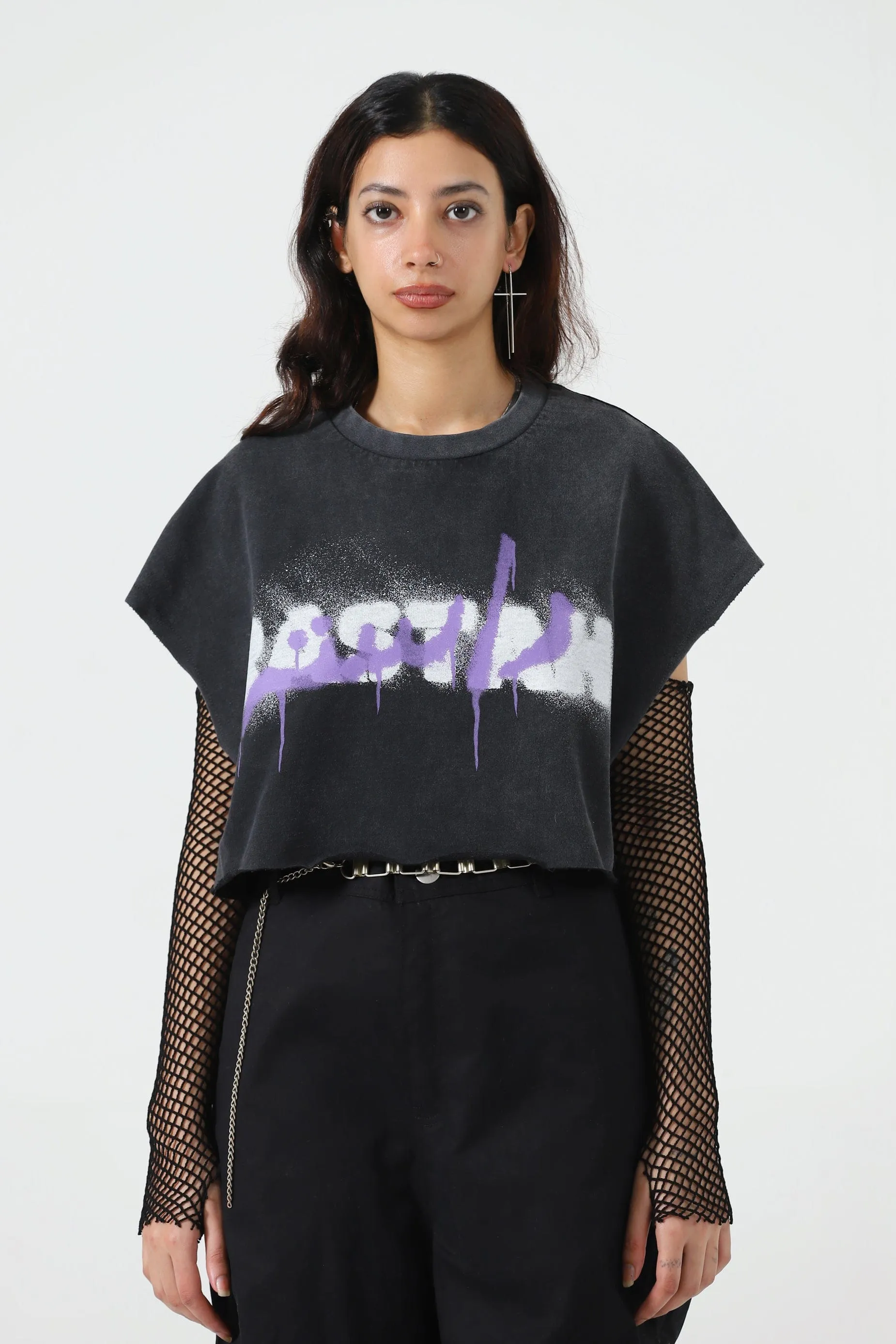ACID WASH LOGO CROP TOP