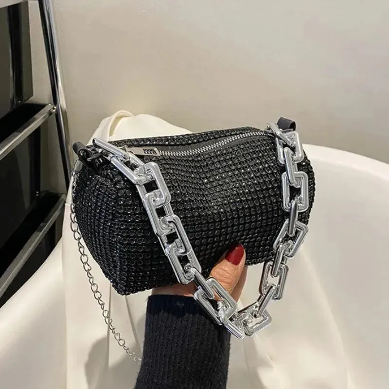 All-Over Rhinestone Mini Handbag with Chain Strap – Sparkle On the Go