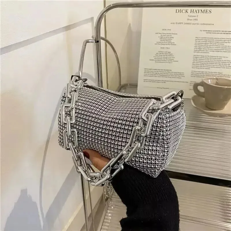All-Over Rhinestone Mini Handbag with Chain Strap – Sparkle On the Go