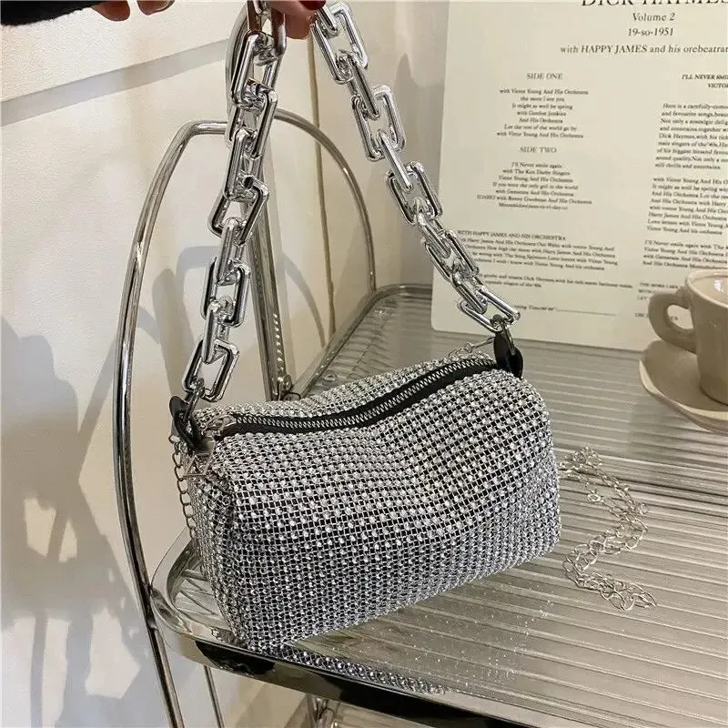 All-Over Rhinestone Mini Handbag with Chain Strap – Sparkle On the Go