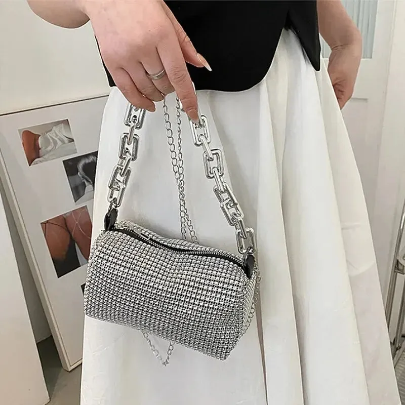 All-Over Rhinestone Mini Handbag with Chain Strap – Sparkle On the Go