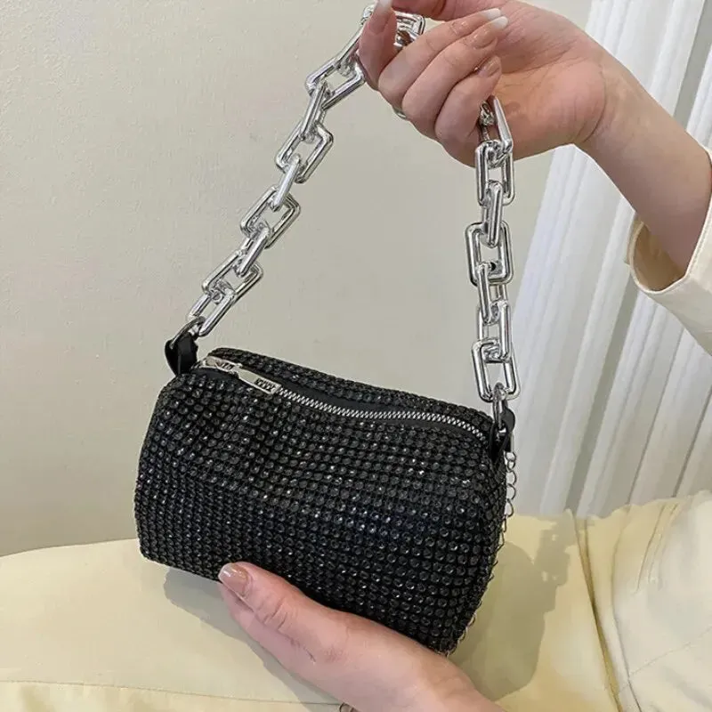 All-Over Rhinestone Mini Handbag with Chain Strap – Sparkle On the Go