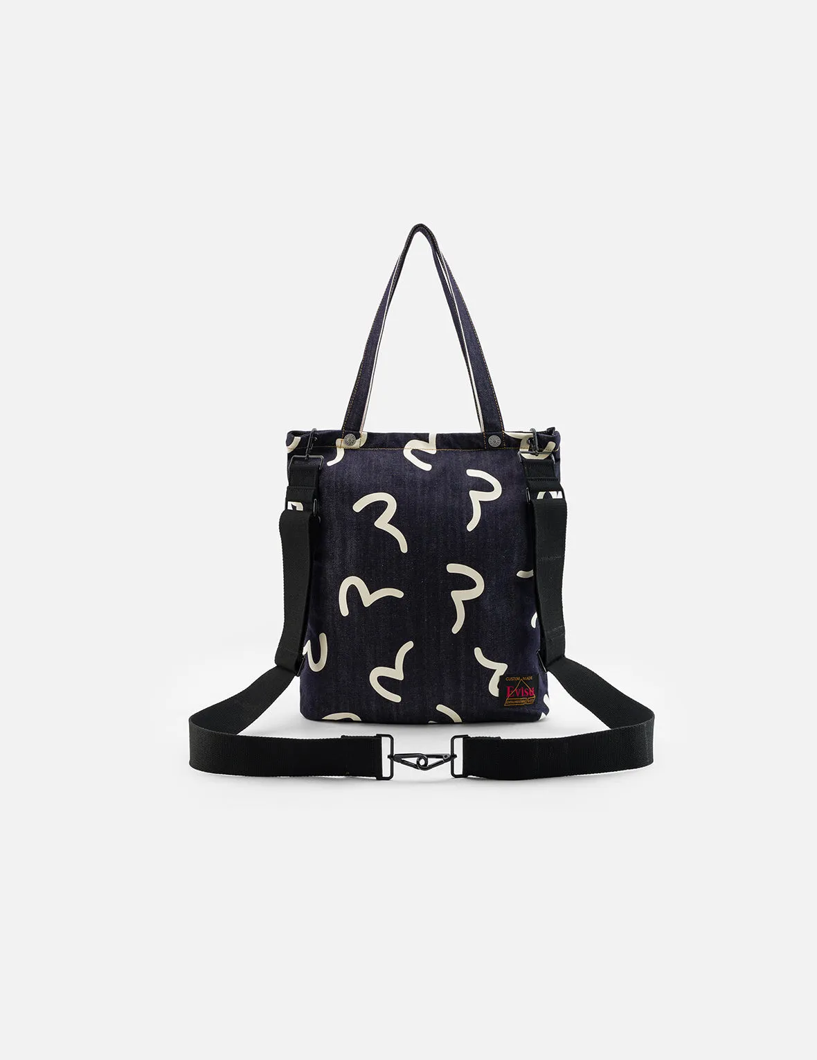 Allover Seagull Print Denim Bag