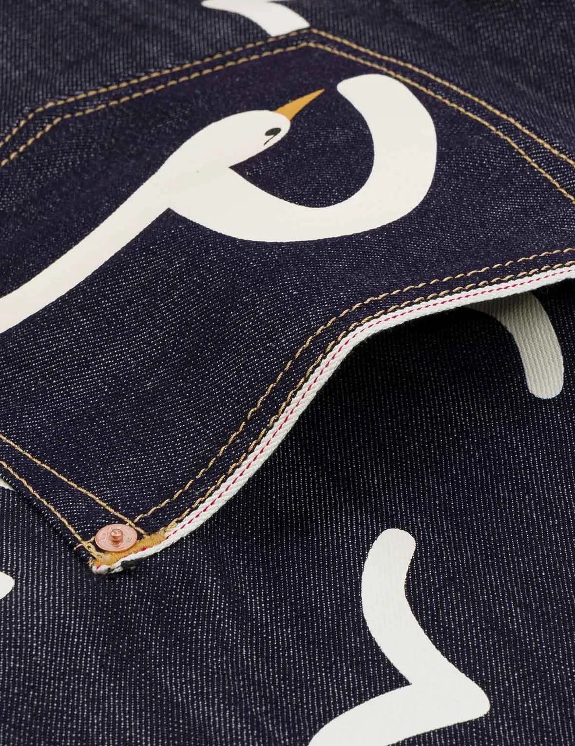 Allover Seagull Print Denim Bag
