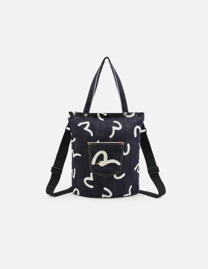 Allover Seagull Print Denim Bag