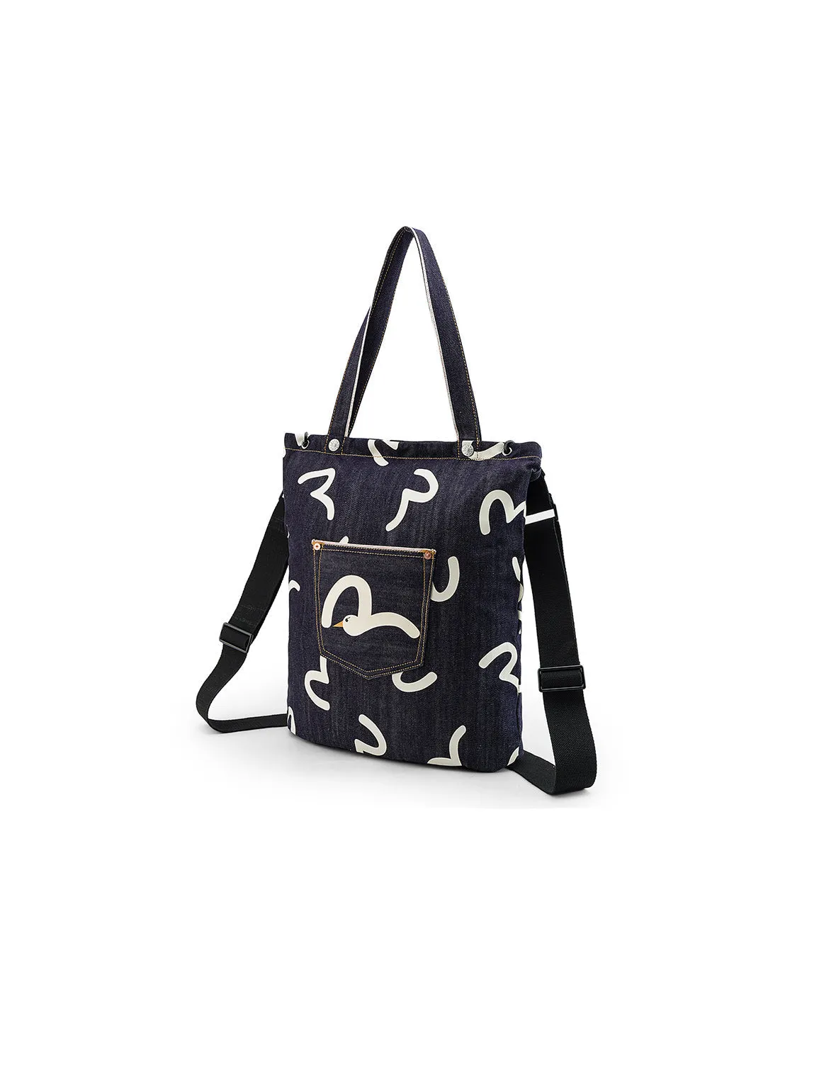 Allover Seagull Print Denim Bag
