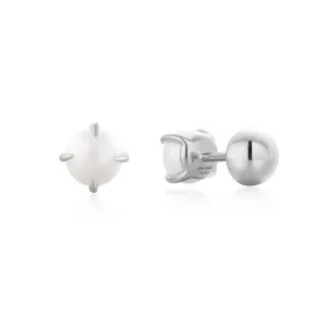 Ania Haie Silver Pearl Barbell Earrings E054-02H