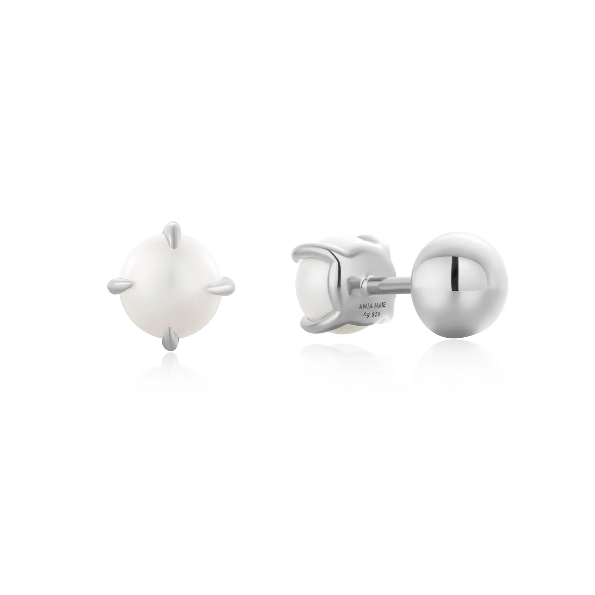 Ania Haie Silver Pearl Barbell Earrings E054-02H