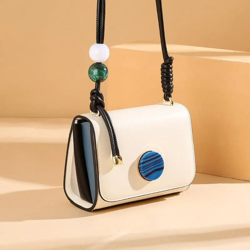 Beaded solid color small square bag
