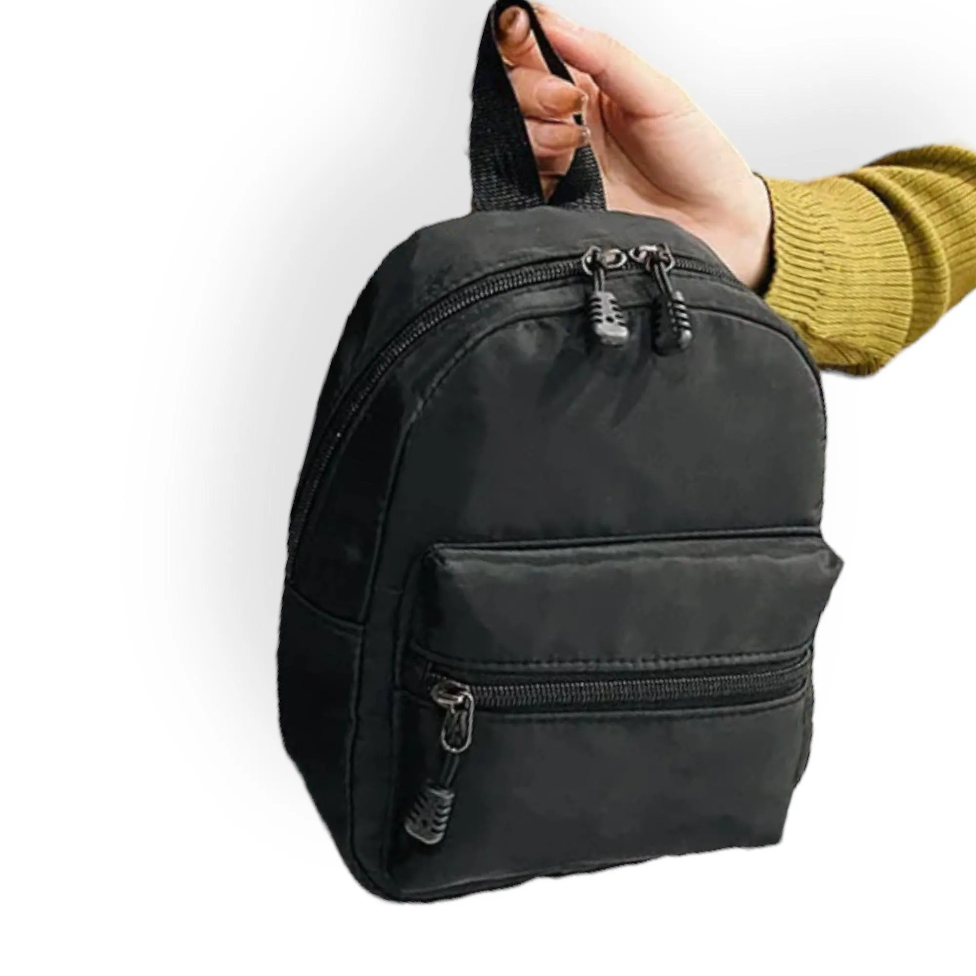 Black Nylon Mini Backpack Shoulder Bag