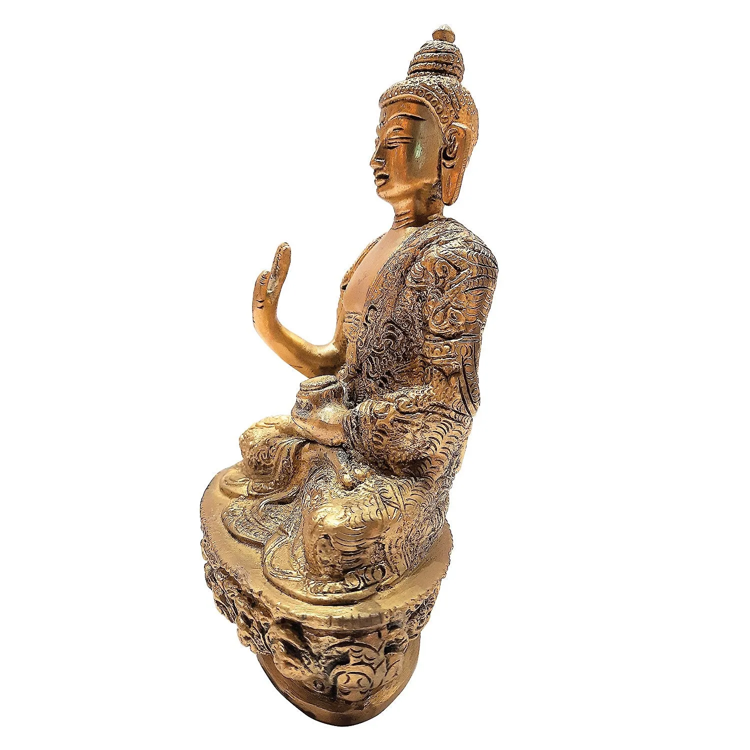Brass Buddha Blessing with Base 8 in