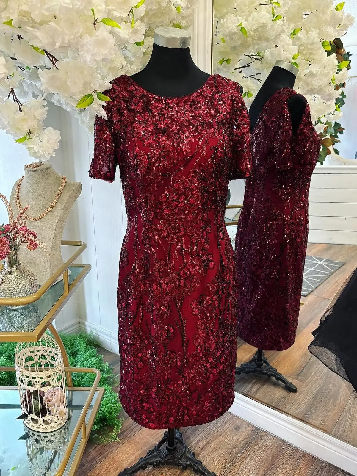 Bridalane Sequined Cap Sleeve Cocktail Dress - 2043
