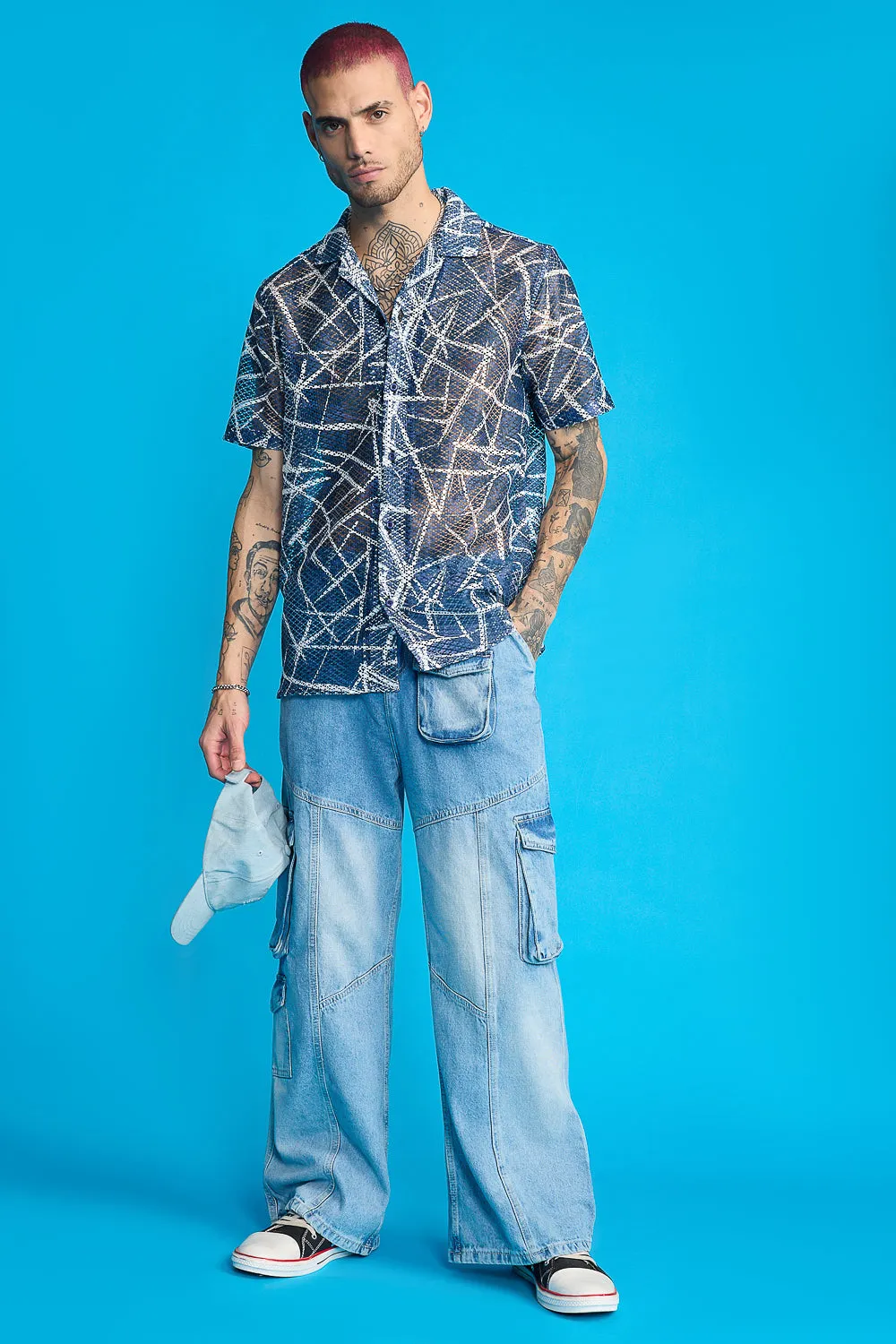 Chalk Lines Mesh Shirt