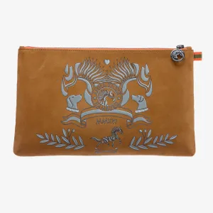 Clutch "Hunter Brown" with silver print