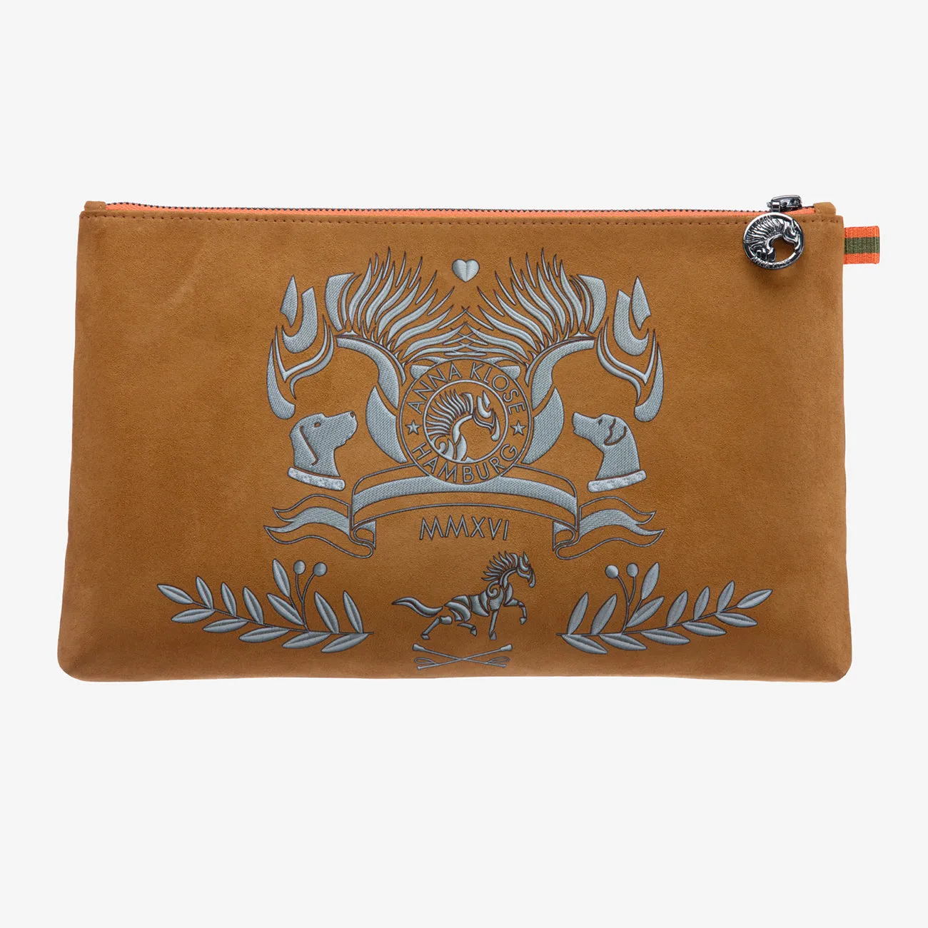 Clutch "Hunter Brown" with silver print