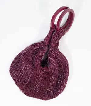 Deco Style Purple Beaded Satchel Bag