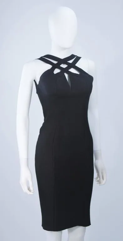 ELIZABETH MASON COUTURE Silk Criss Cross Cocktail Dress