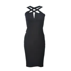 ELIZABETH MASON COUTURE Silk Criss Cross Cocktail Dress