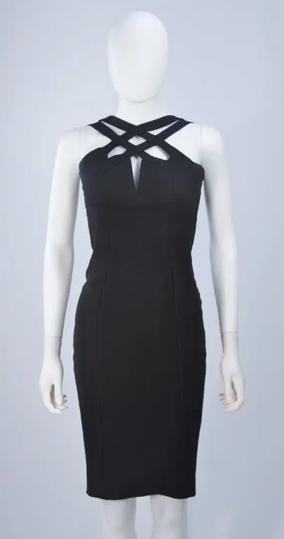 ELIZABETH MASON COUTURE Silk Criss Cross Cocktail Dress