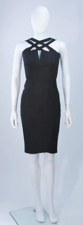 ELIZABETH MASON COUTURE Silk Criss Cross Cocktail Dress