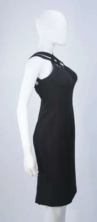 ELIZABETH MASON COUTURE Silk Criss Cross Cocktail Dress