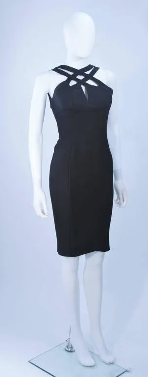 ELIZABETH MASON COUTURE Silk Criss Cross Cocktail Dress