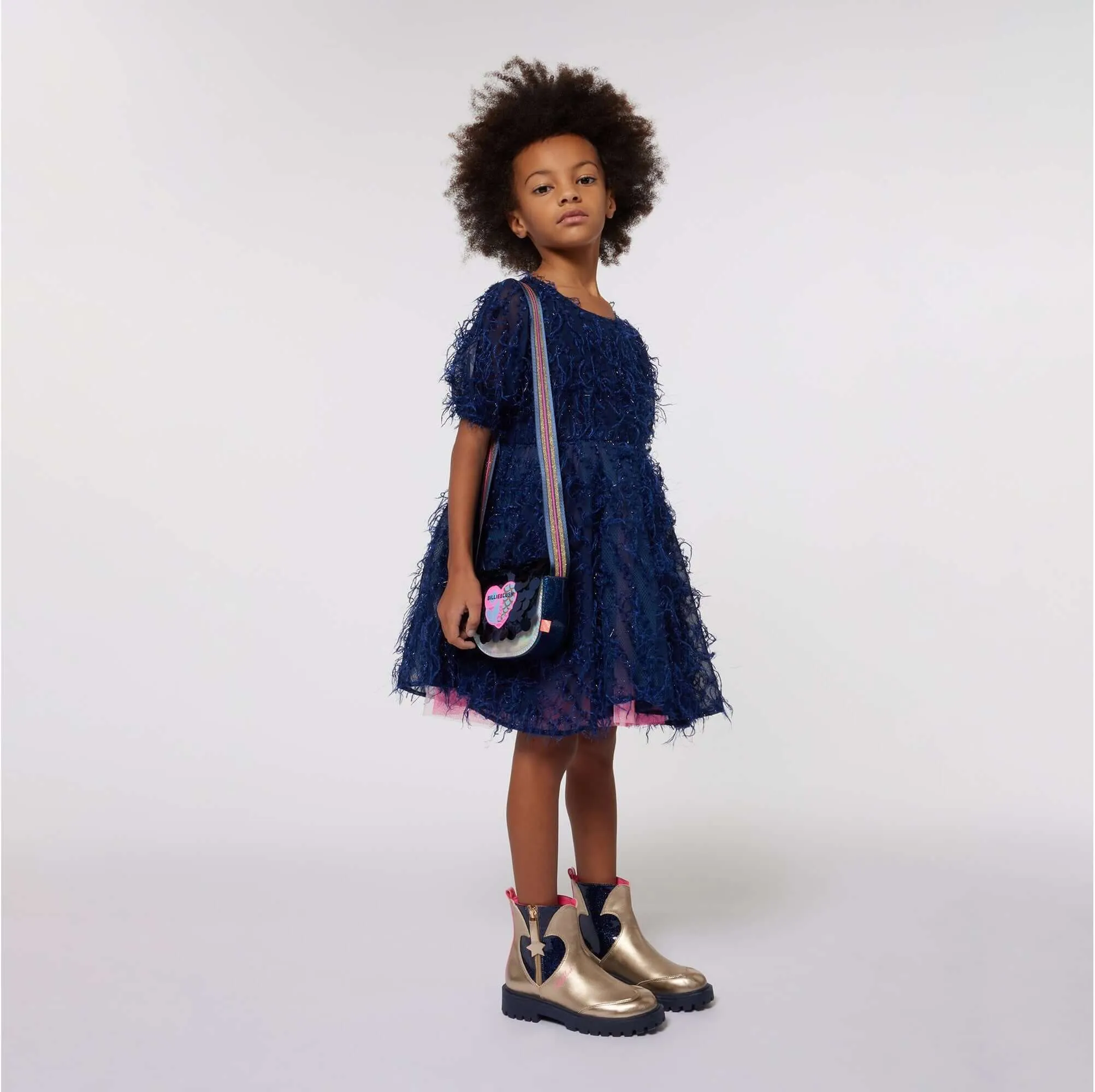 Girls Navy Sequin Bag