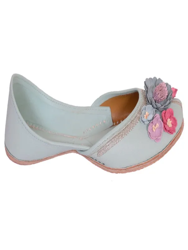 Glory Mint Floral Embellished Casual Juttis