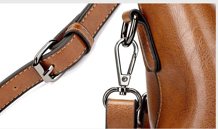 H1697 - Retro Oil Wax Satchel Handbag