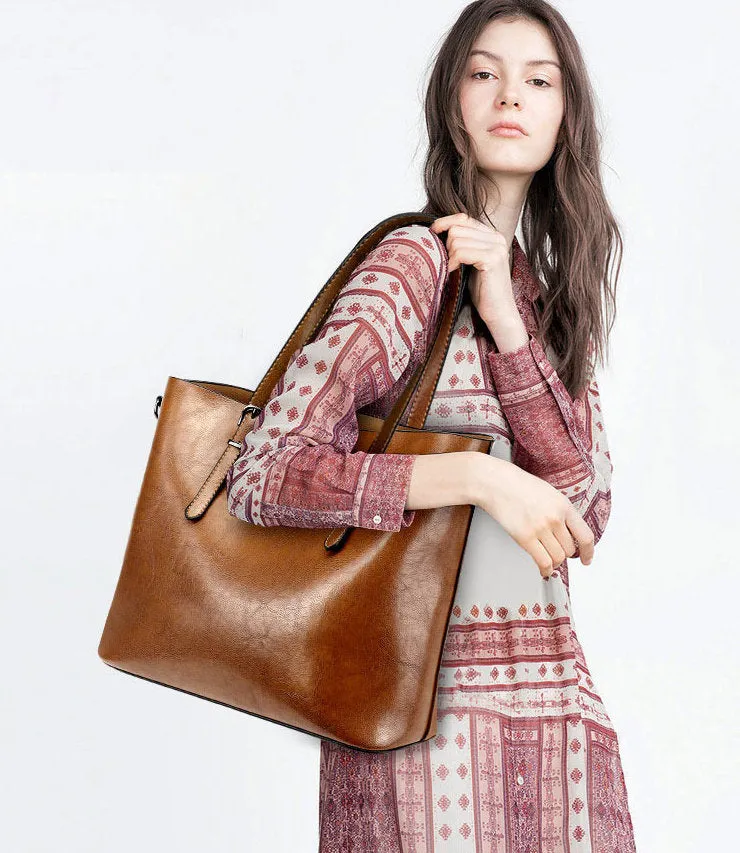 H1697 - Retro Oil Wax Satchel Handbag