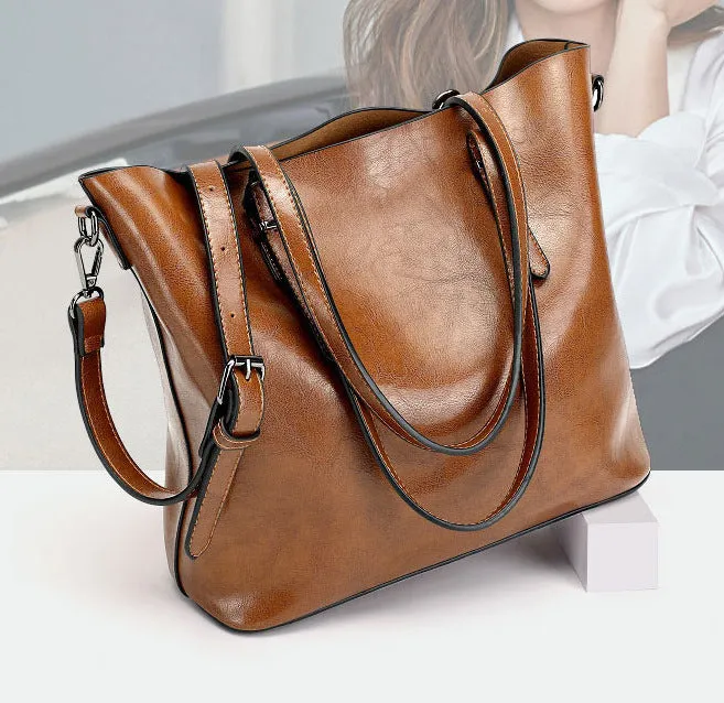 H1697 - Retro Oil Wax Satchel Handbag