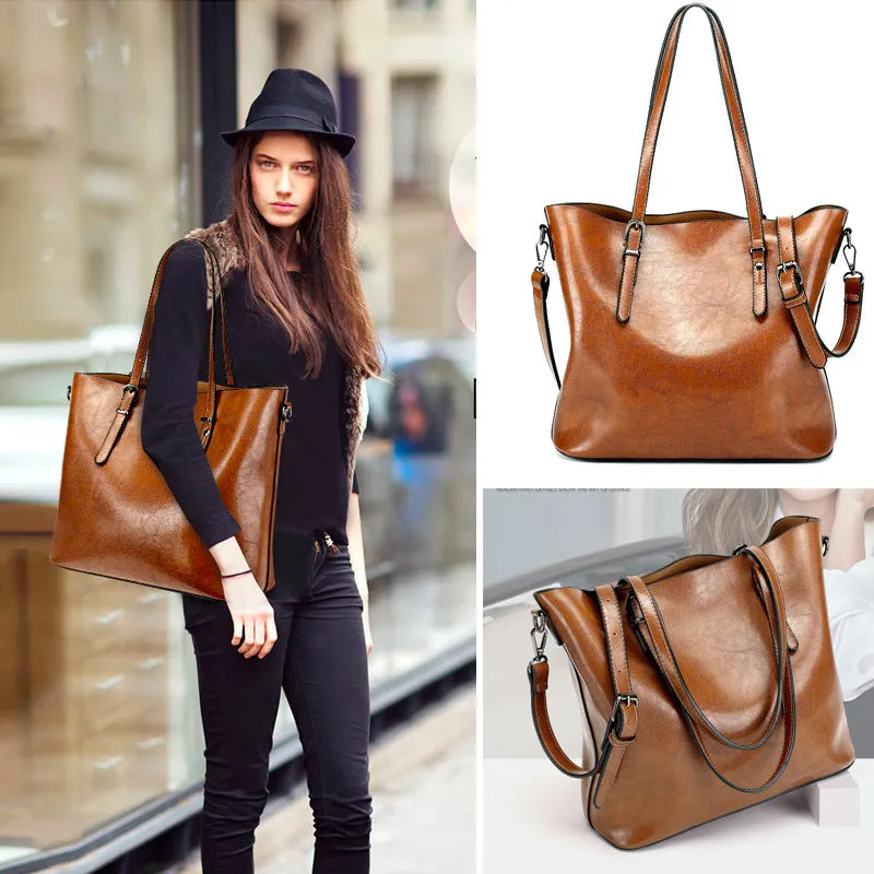 H1697 - Retro Oil Wax Satchel Handbag