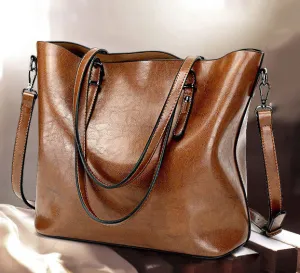 H1697 - Retro Oil Wax Satchel Handbag