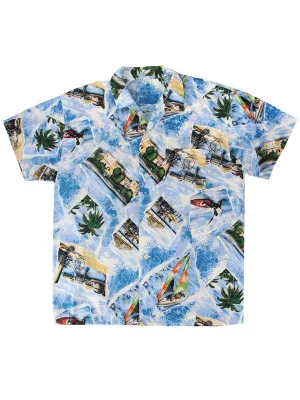 Holiday Sea Print Vintage Hawaiian Shirt