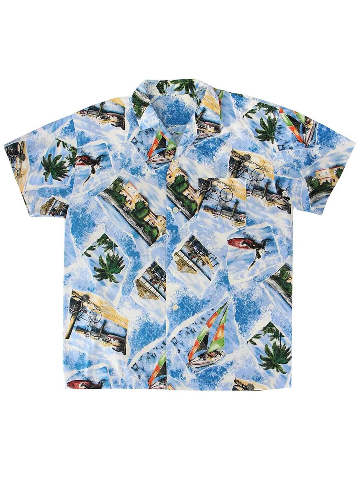 Holiday Sea Print Vintage Hawaiian Shirt