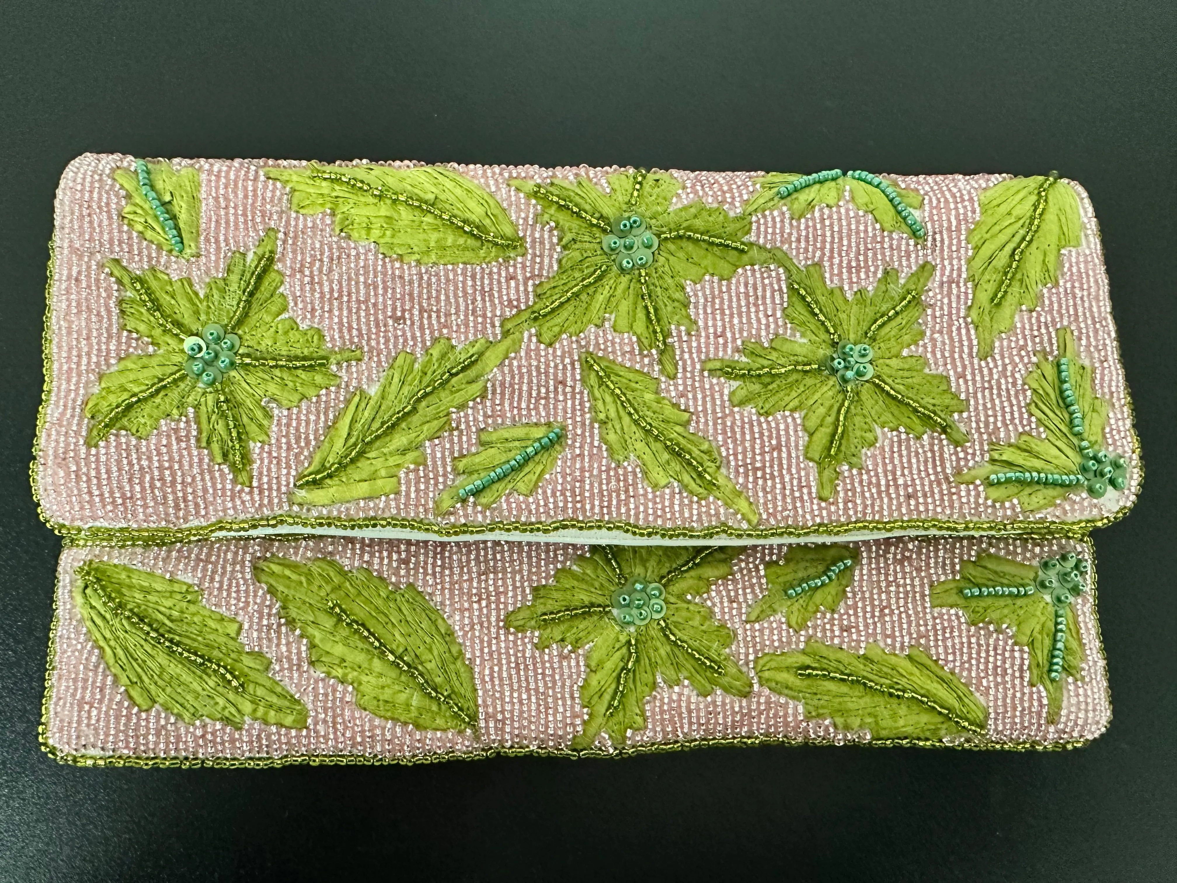 Leafy Beaded Clutch Bag