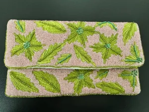 Leafy Beaded Clutch Bag