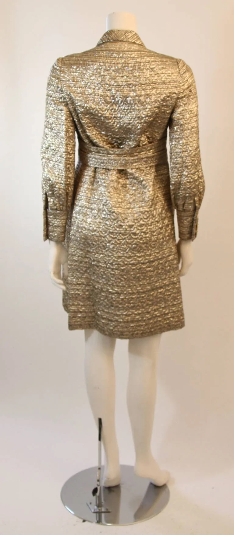 MALCOLM STARR Metallic Gold Dress Coat with Rhinestone Buttons