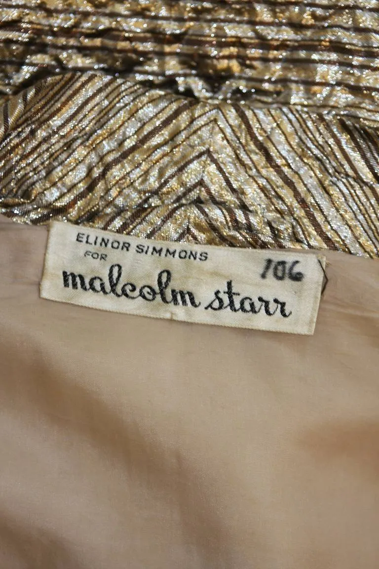 MALCOLM STARR Metallic Gold Dress Coat with Rhinestone Buttons