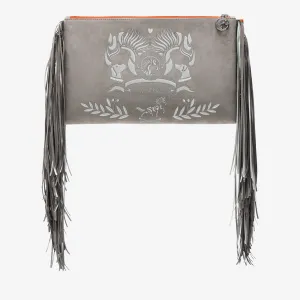 Maxi Fringe Clutch "Koala Grey" - Logo Edition