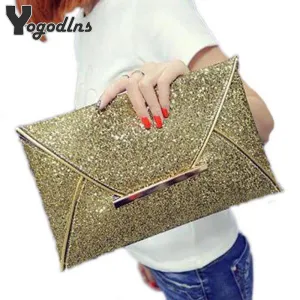 New arrival day clutches bags Purse Clutch Handbags Shiny Solid Ultrathin Women Evening Party Bags Gold Sequins Envelope Bag