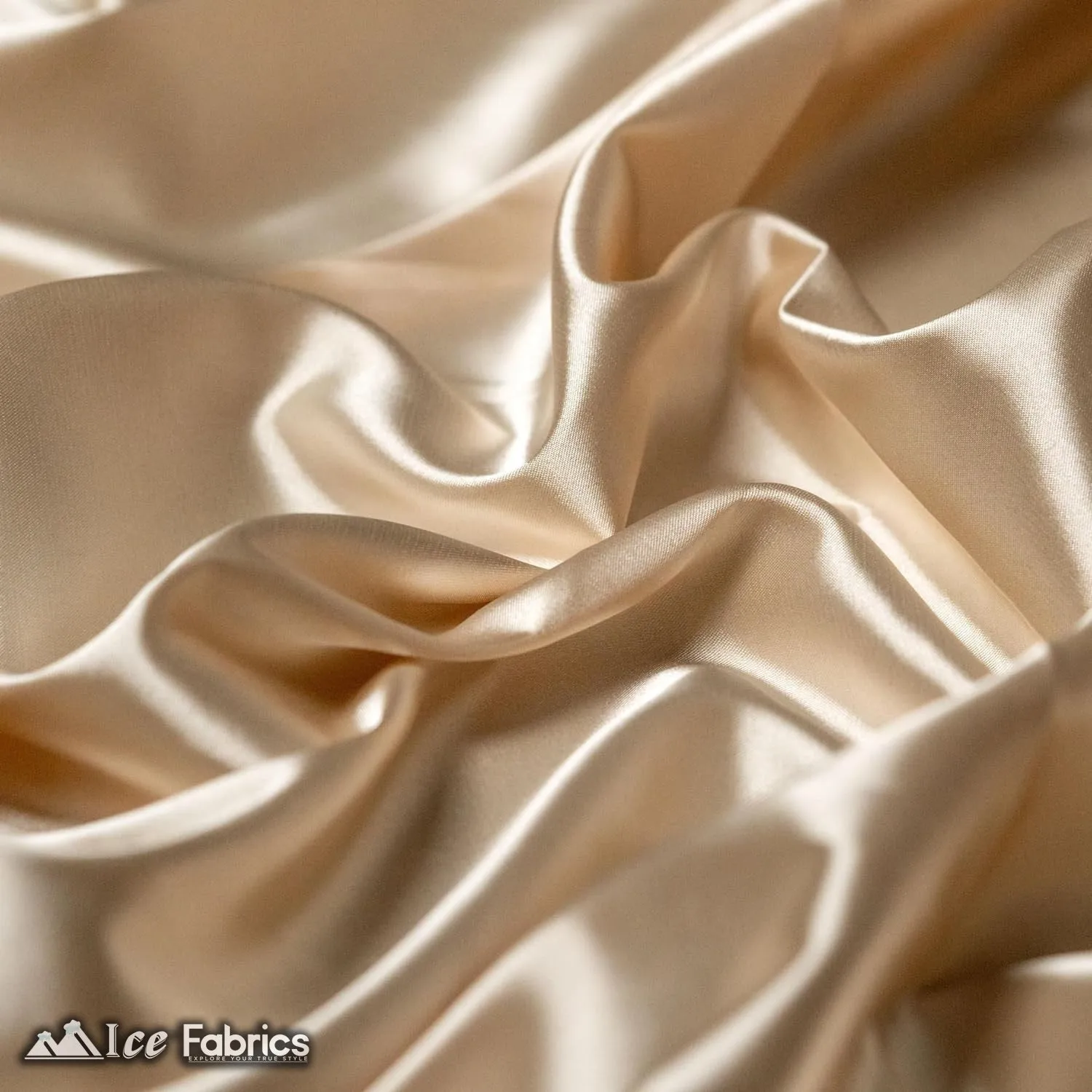 New Shiny Champagne Charmeuse Stretch Satin Fabric