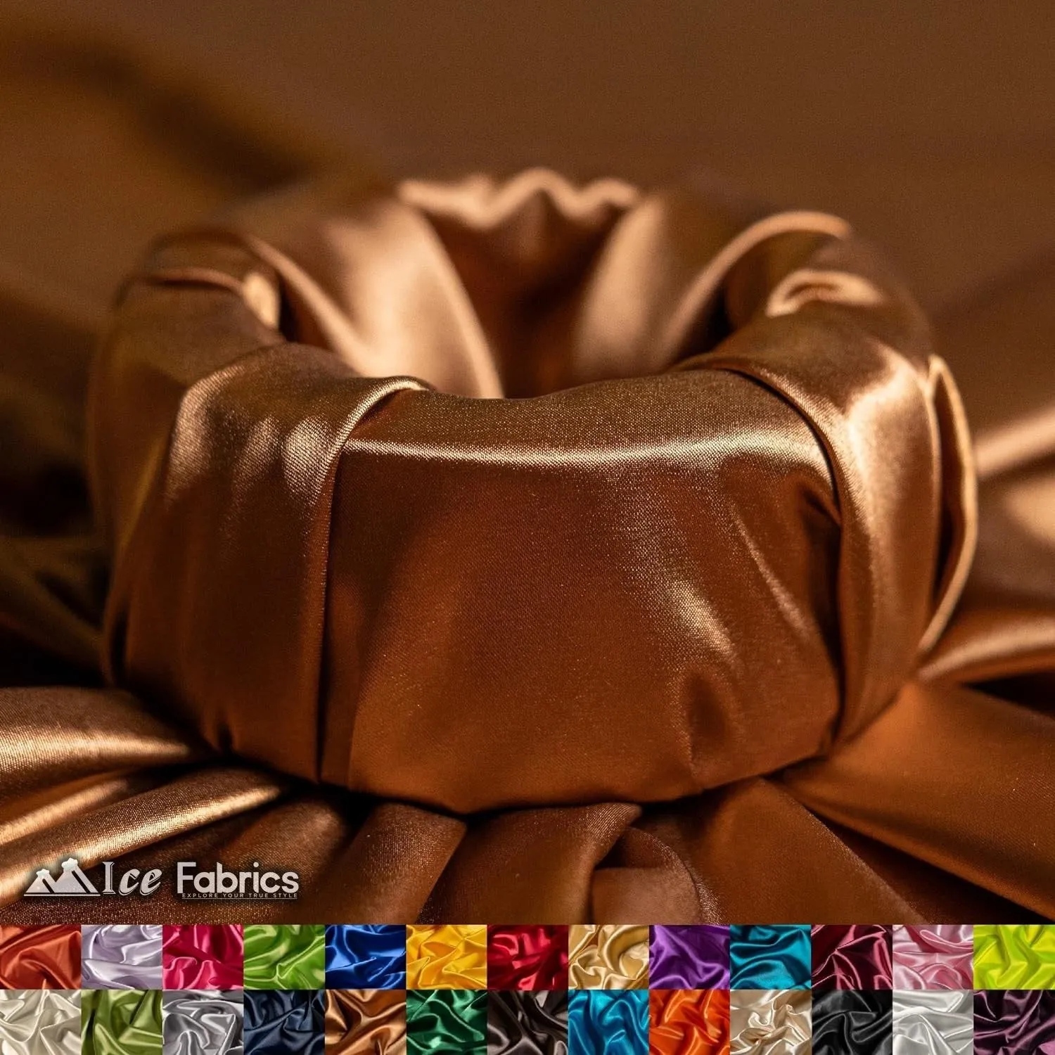 New Shiny Dark Gold Charmeuse Stretch Satin Fabric