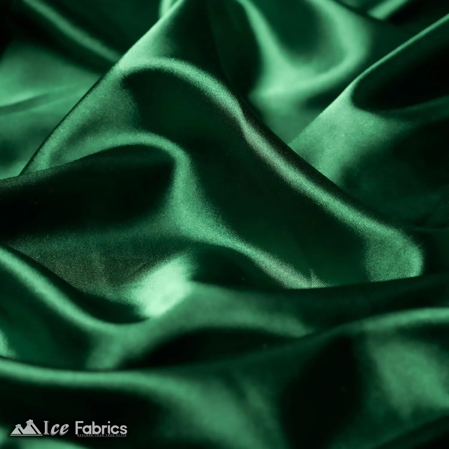 New Shiny Hunter Green Charmeuse Stretch Satin Fabric