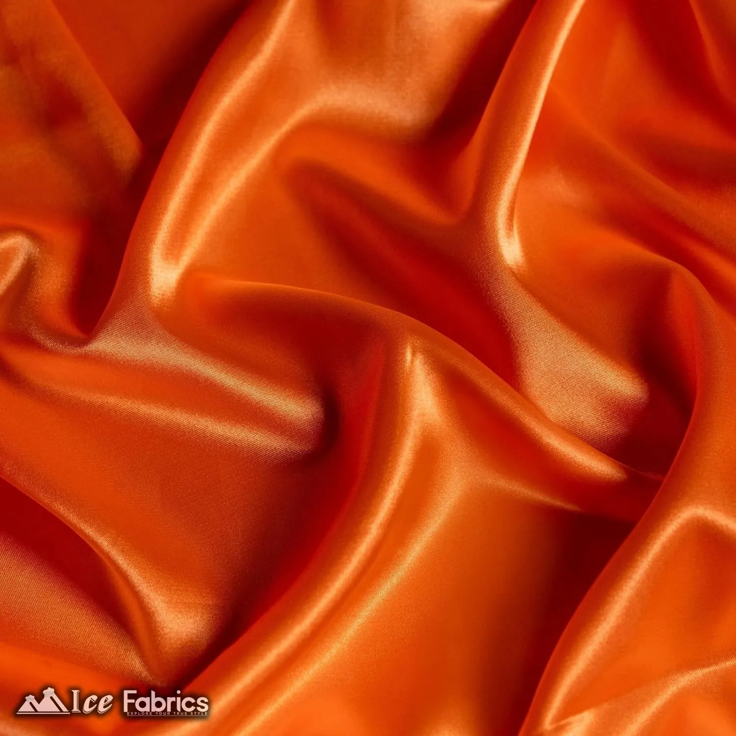 New Shiny Neon Orange Charmeuse Stretch Satin Fabric