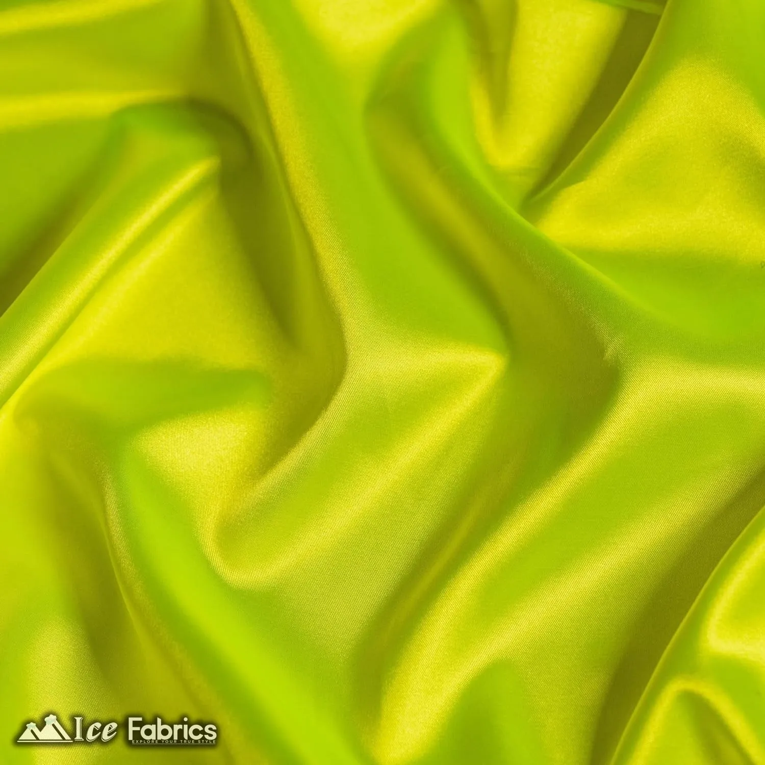 New Shiny Neon Yellow Charmeuse Stretch Satin Fabric