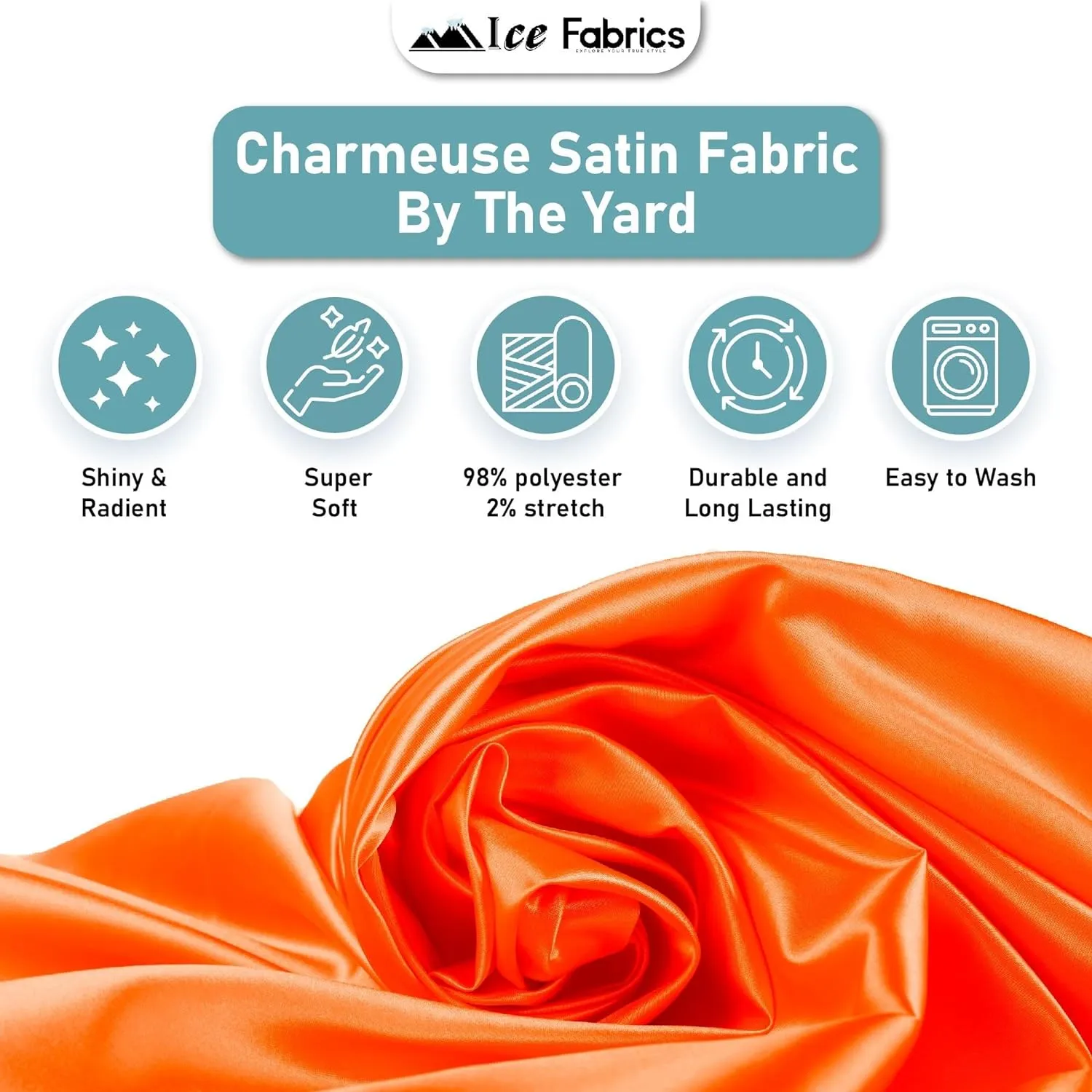New Shiny Rust Charmeuse Stretch Satin Fabric