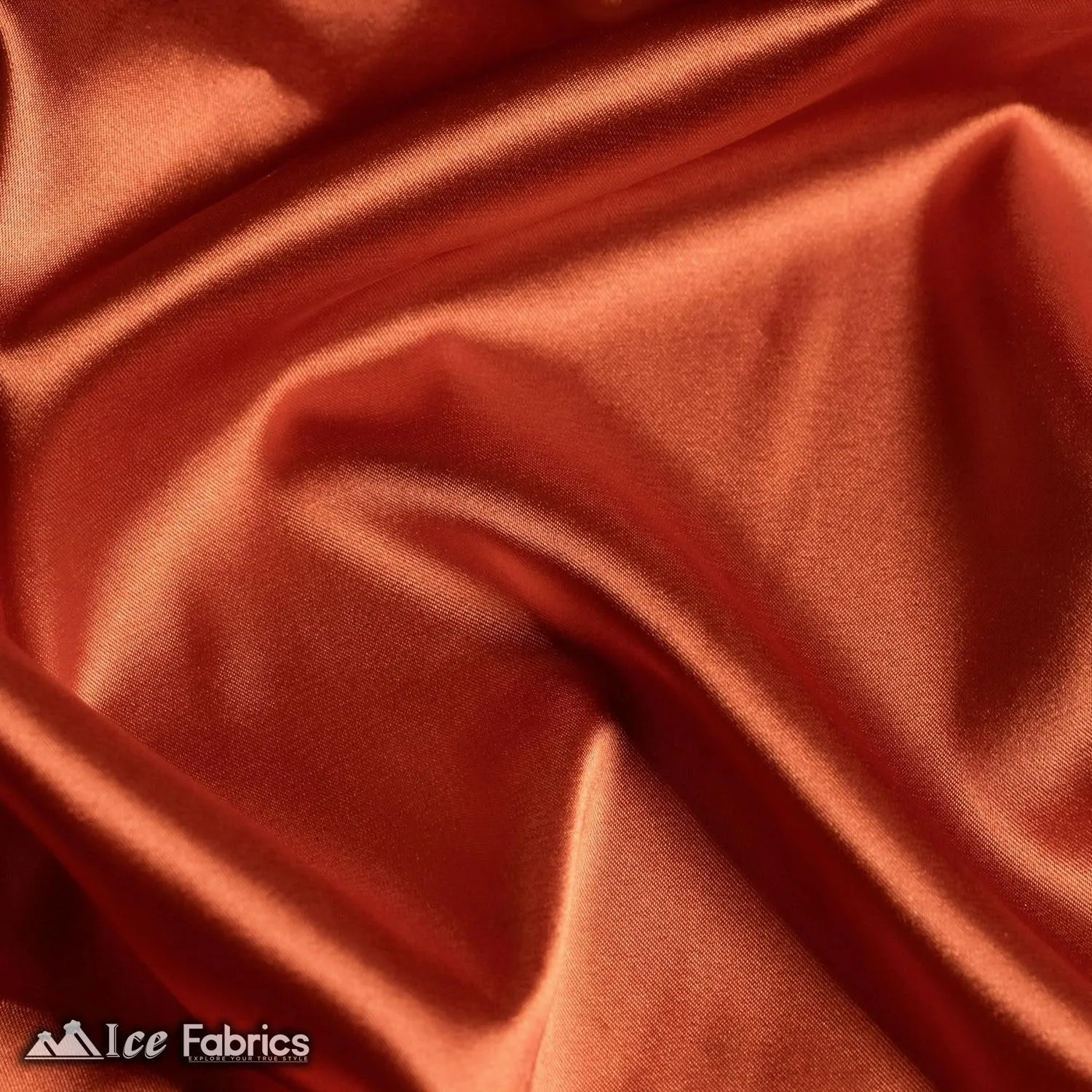 New Shiny Rust Charmeuse Stretch Satin Fabric