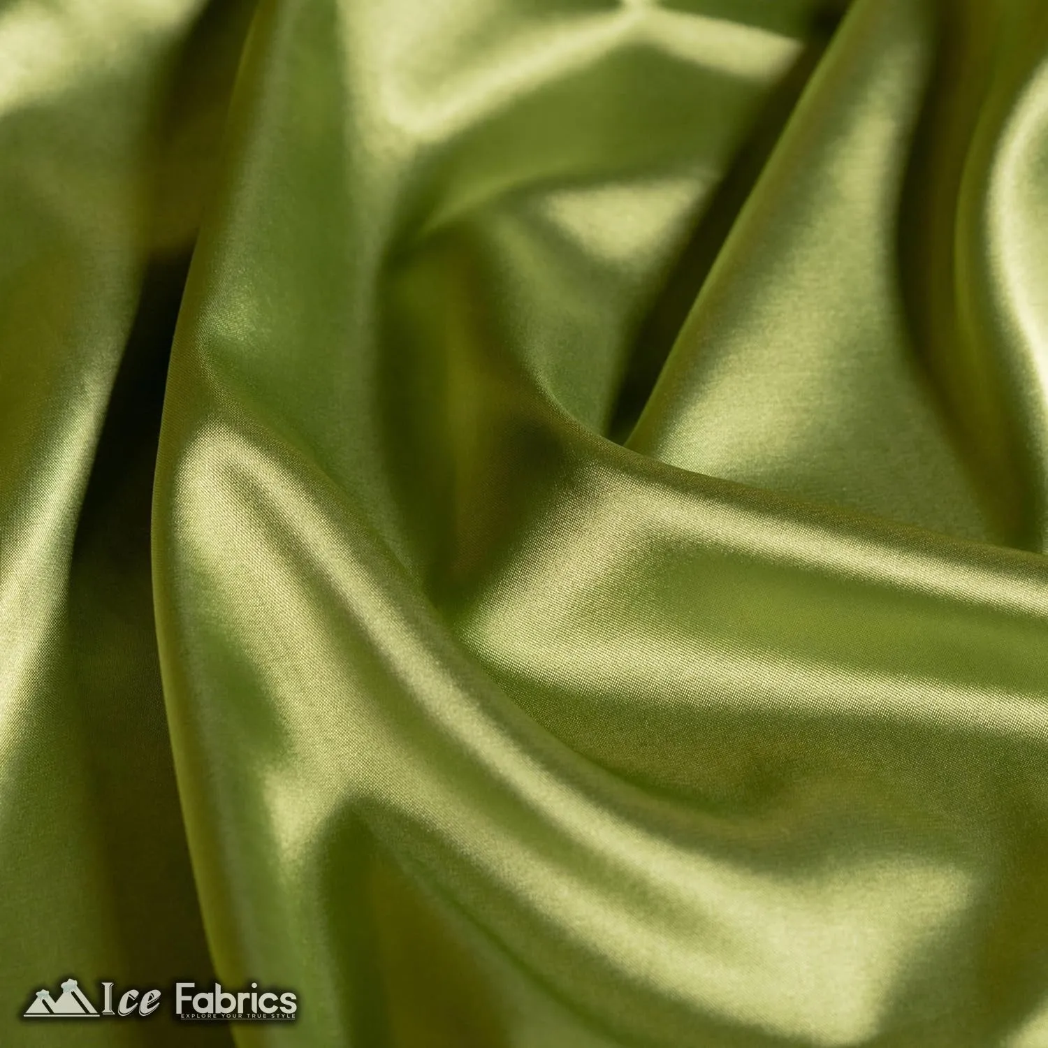 New Shiny Sage Green Charmeuse Stretch Satin Fabric